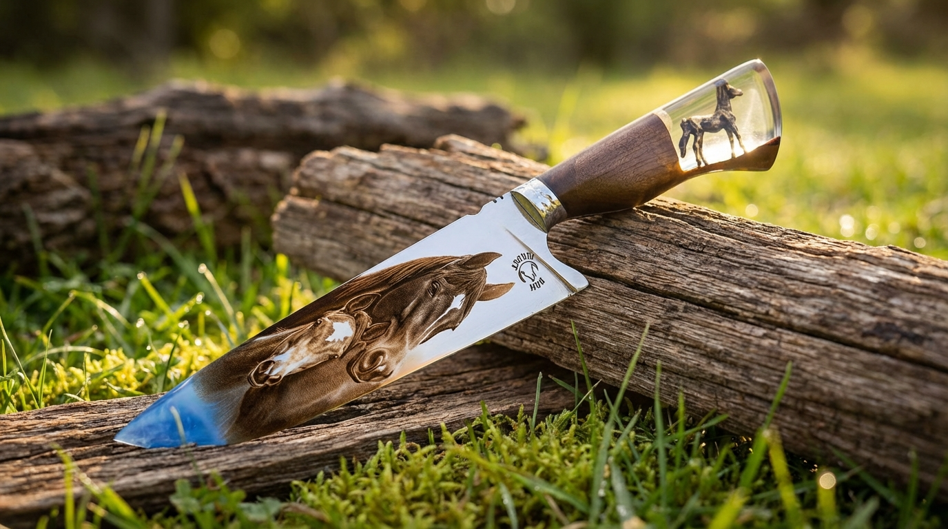 Faca Artesanal Premium "Espírito Campeiro" - Gravação Cavalo em Alto Relevo