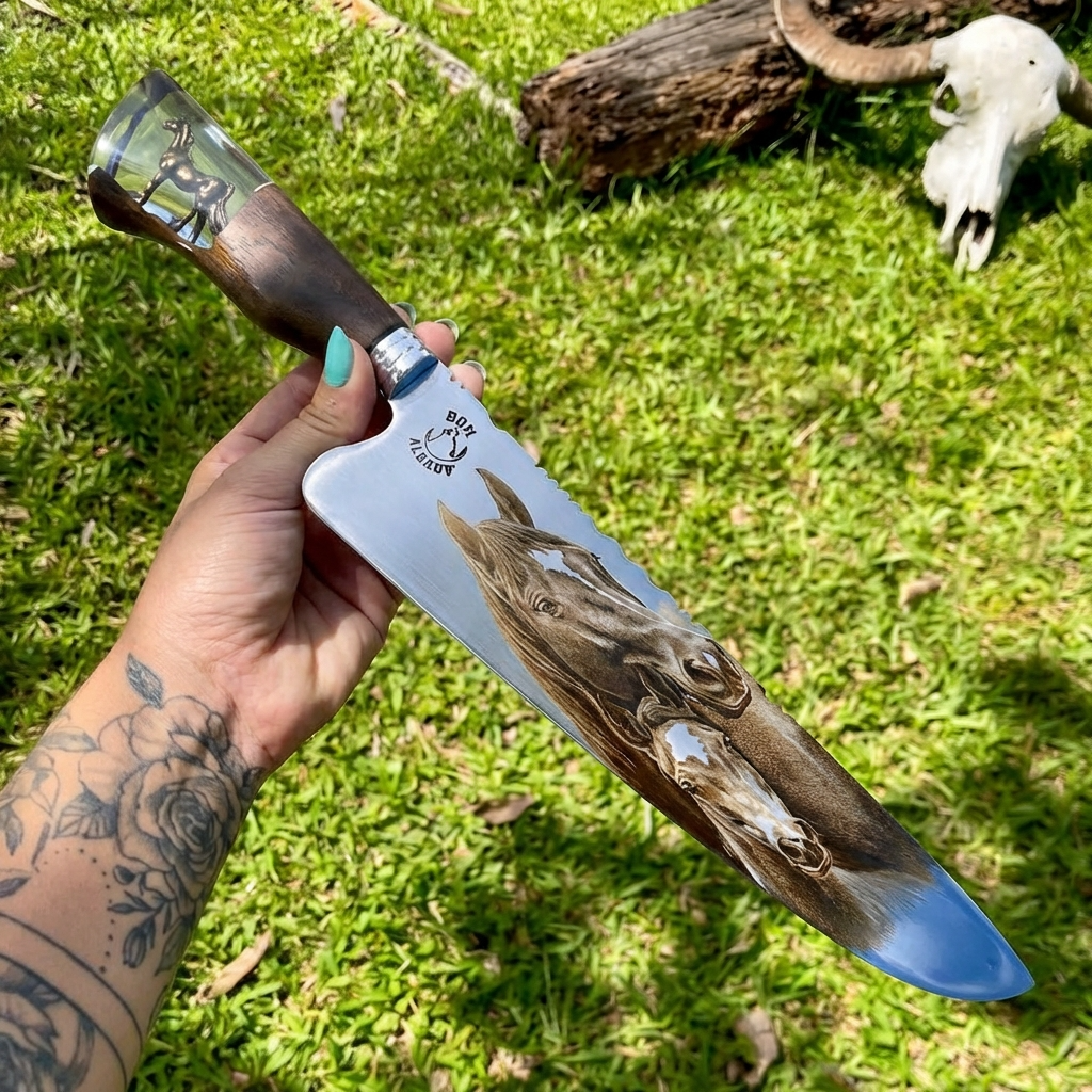 Faca Artesanal Premium "Espírito Campeiro" - Gravação Cavalo em Alto Relevo